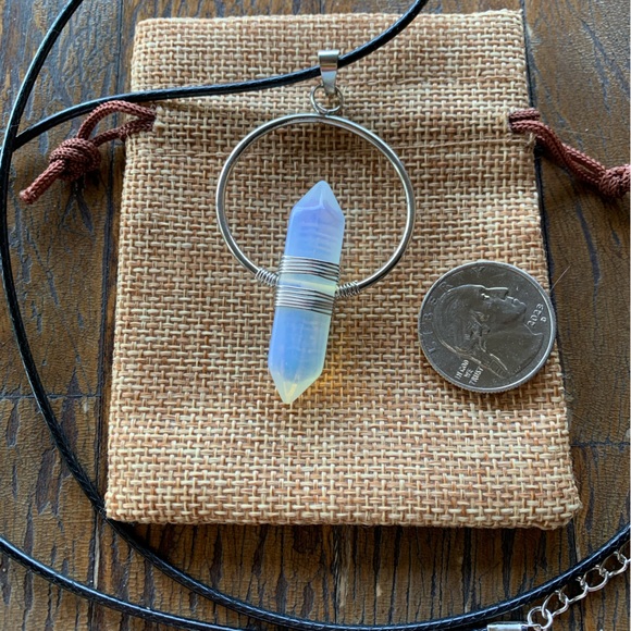Opalite Mens Necklace | Mens Crystal Necklace | Opalite Unisex Necklace - Picture 3 of 3